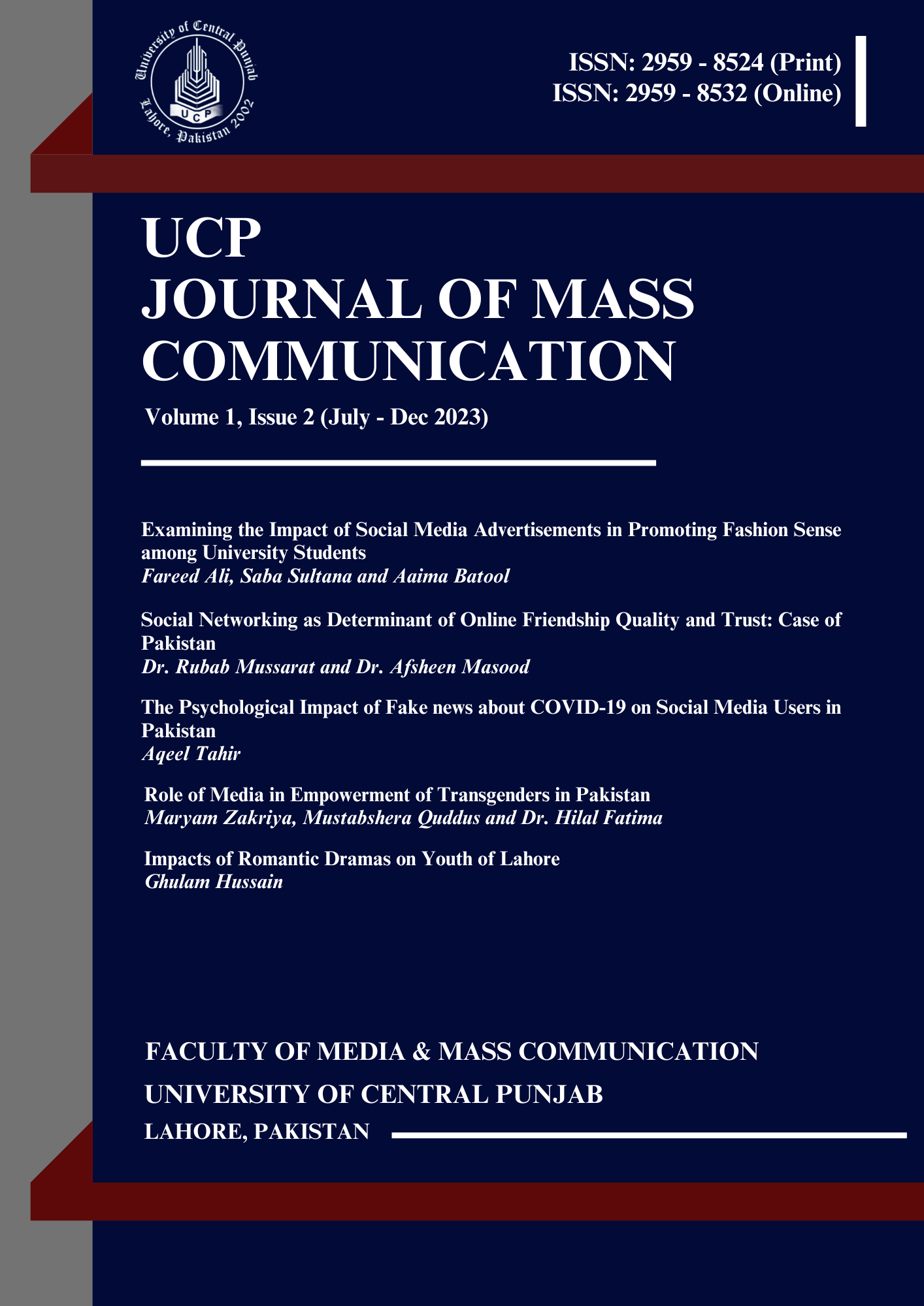 					View Vol. 1 No. 2 (2023): UCP Journal of Mass Communication
				